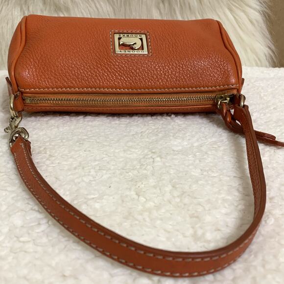 DOONEY & BOURKE Vintage Y2K Orange Pebbled Leather Mini Barrel Bag - Picture 6 of 16